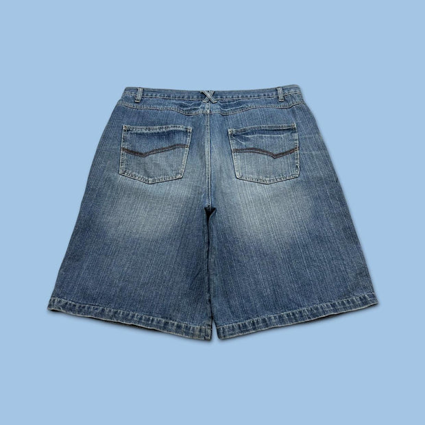 VINTAGE Y2K BAGGY DENIM SKATER JORTS BLUE