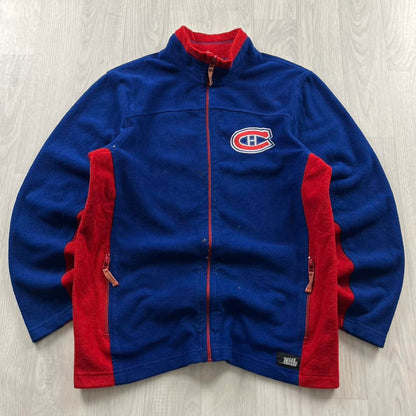 VINTAGE Y2K NHL ZIP UP TECHNICAL FLEECE BLUE RED
