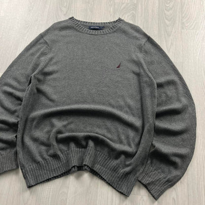 VINTAGE Y2K NAUTICA KNITTED JUMPER GREY