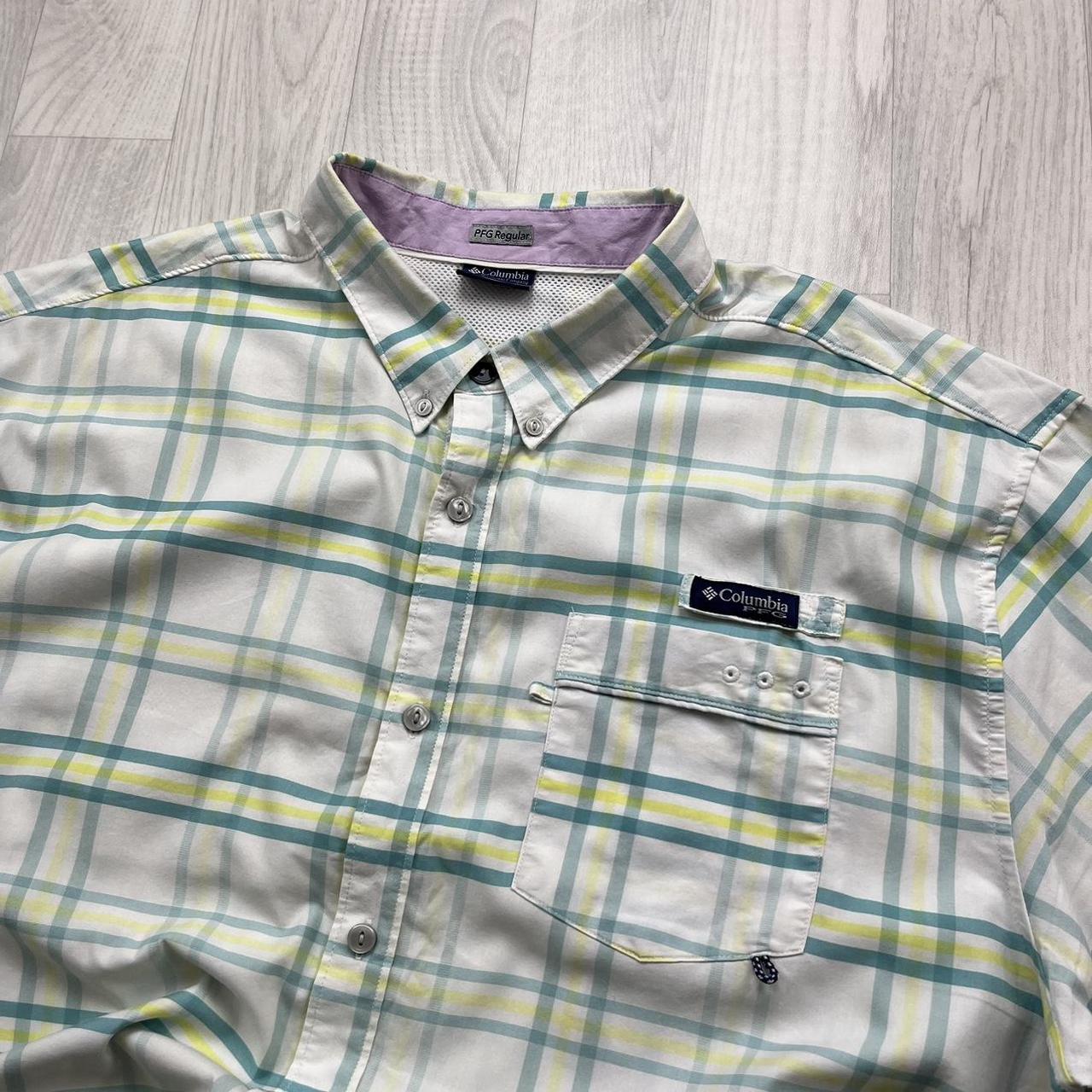 VINTAGE Y2K COLUMBIA PLAID BUTTON UP SHORT SLEEVE SHIRT WHITE