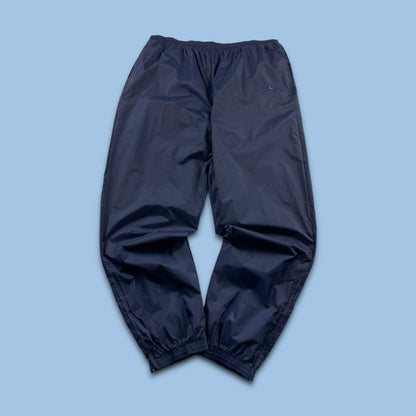 VINTAGE 90s NIKE BAGGY SHELL TRACKSUIT BOTTOMS NAVY (XXL)