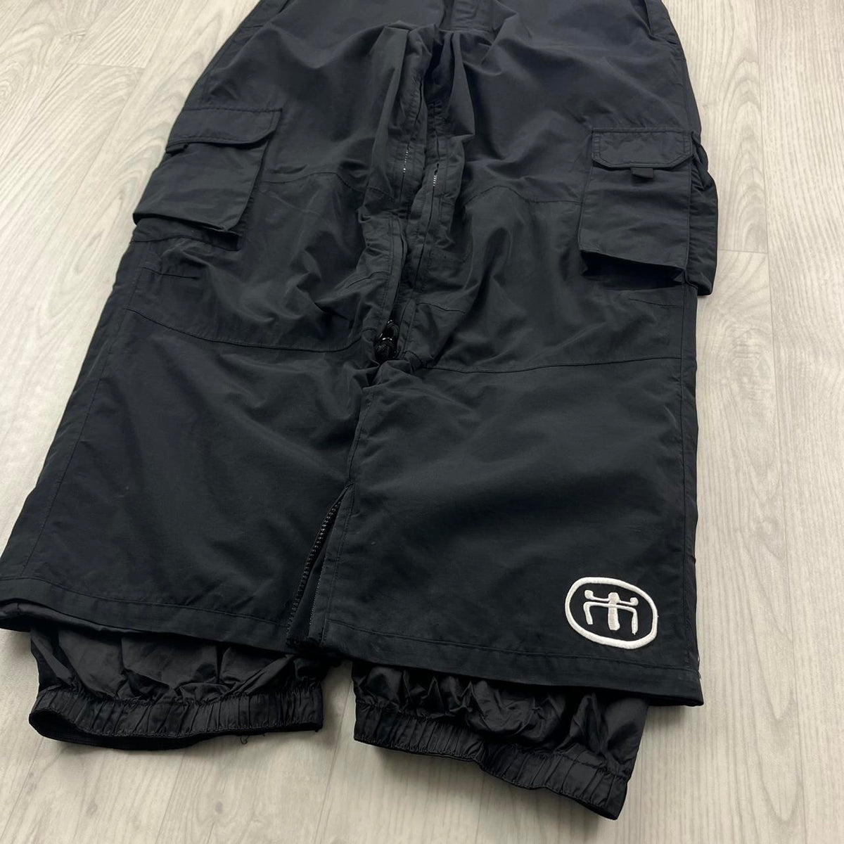 VINTAGE Y2K BAGGY CARGO SKI PANTS SALOPETTES BLACK