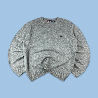 VINTAGE Y2K CHAPS CHUNKY KNITTED JUMPER GREY