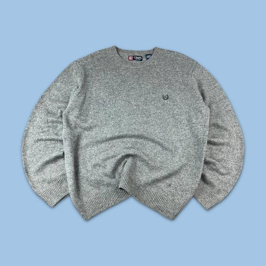VINTAGE Y2K CHAPS CHUNKY KNITTED JUMPER GREY