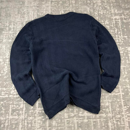 VINTAGE Y2K CHAPS RIBBED CHUNKY ESSENTIAL KNITTED JUMPER NAVY