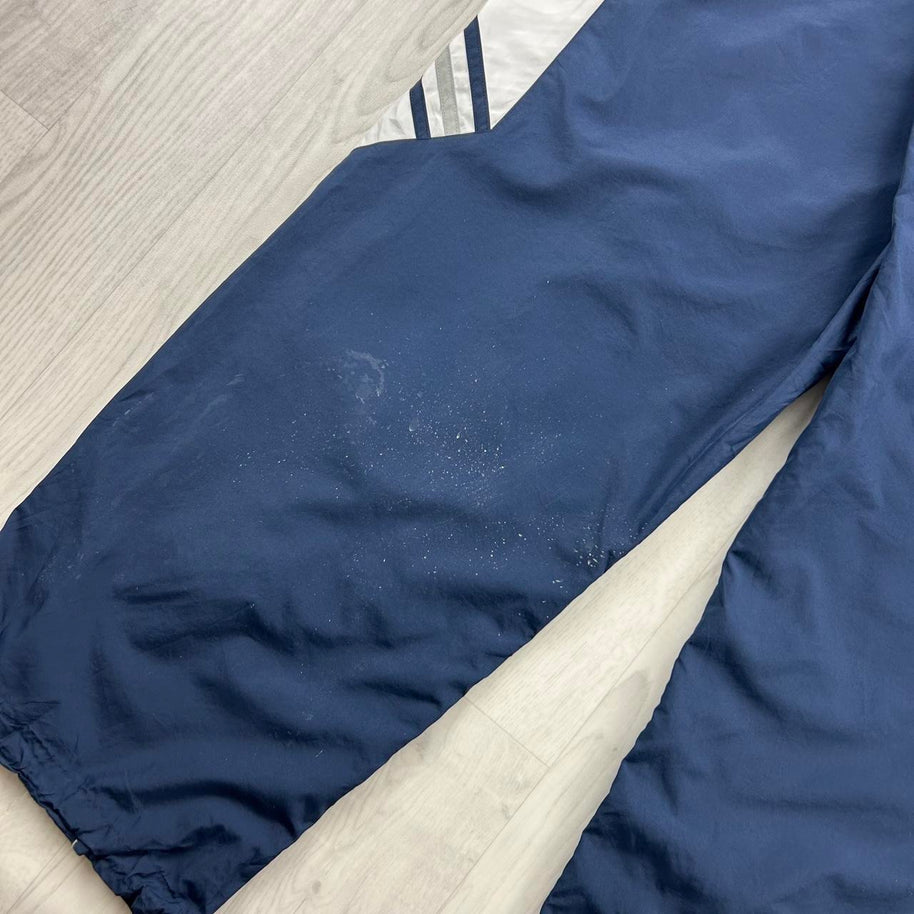 VINTAGE Y2K ADIDAS SIDE STRIPE BAGGY TRACKSUIT BOTTOMS NAVY