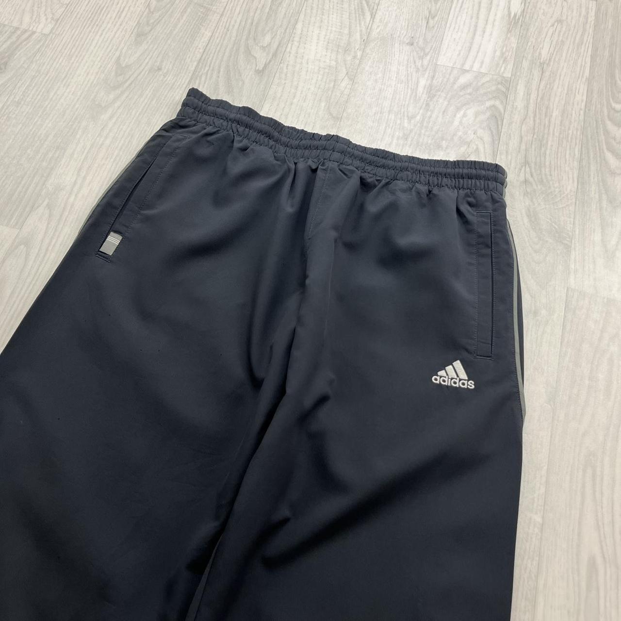 VINTAGE Y2K ADIDAS SIDE STRIPE BAGGY TRACKSUIT BOTTOMS GREY