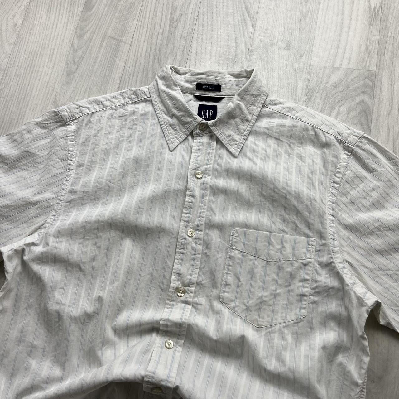 VINTAGE Y2K GAP SHORT SLEEVE STRIPED SHIRT WHITE