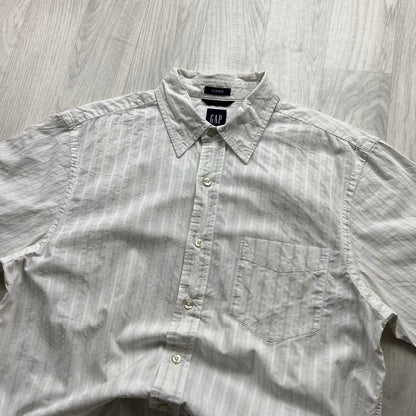 VINTAGE Y2K GAP SHORT SLEEVE STRIPED SHIRT WHITE