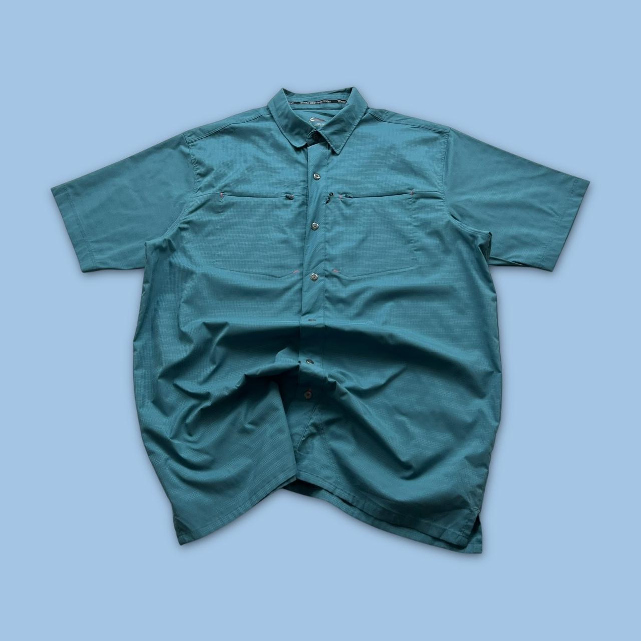 VINTAGE Y2K SHORT SLEEVE UTILITY SHIRT BLUE
