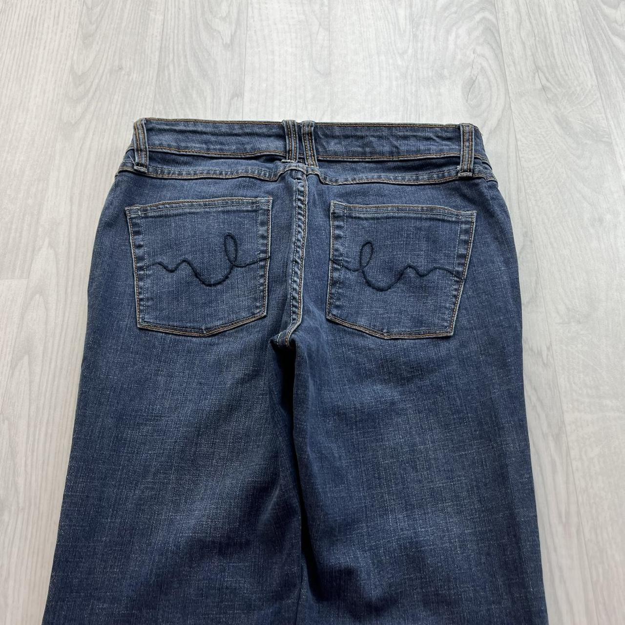 VINTAGE Y2K REFORM LOW RISE EMBROIDERED SLIM BOOTCUT JEANS NAVY BLUE