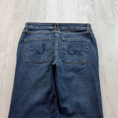 VINTAGE Y2K REFORM LOW RISE EMBROIDERED SLIM BOOTCUT JEANS NAVY BLUE