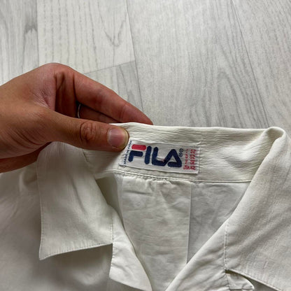 VINTAGE Y2K FILA BUTTON UP SHORT SLEEVE SHIRT WHITE