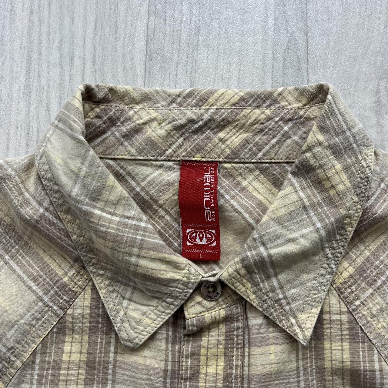 VINTAGE Y2K ANIMAL CHECKERED SHORT SLEEVE SHIRT CREAM