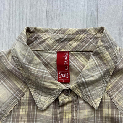 VINTAGE Y2K ANIMAL CHECKERED SHORT SLEEVE SHIRT CREAM