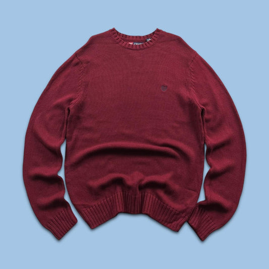 VINTAGE Y2K CHAPS CHUNKY KNITTED JUMPER BURGUNDY