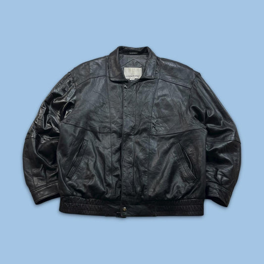 VINTAGE Y2K LONDON FOG LEATHER BOMBER JACKET BLACK
