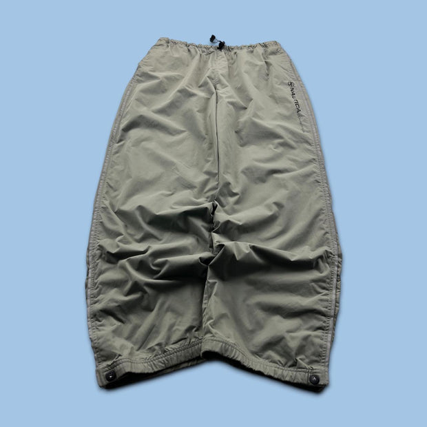 VINTAGE Y2K NAUTICA BAGGY WATERPROOF TRACKSUIT BOTTOMS KHAKI