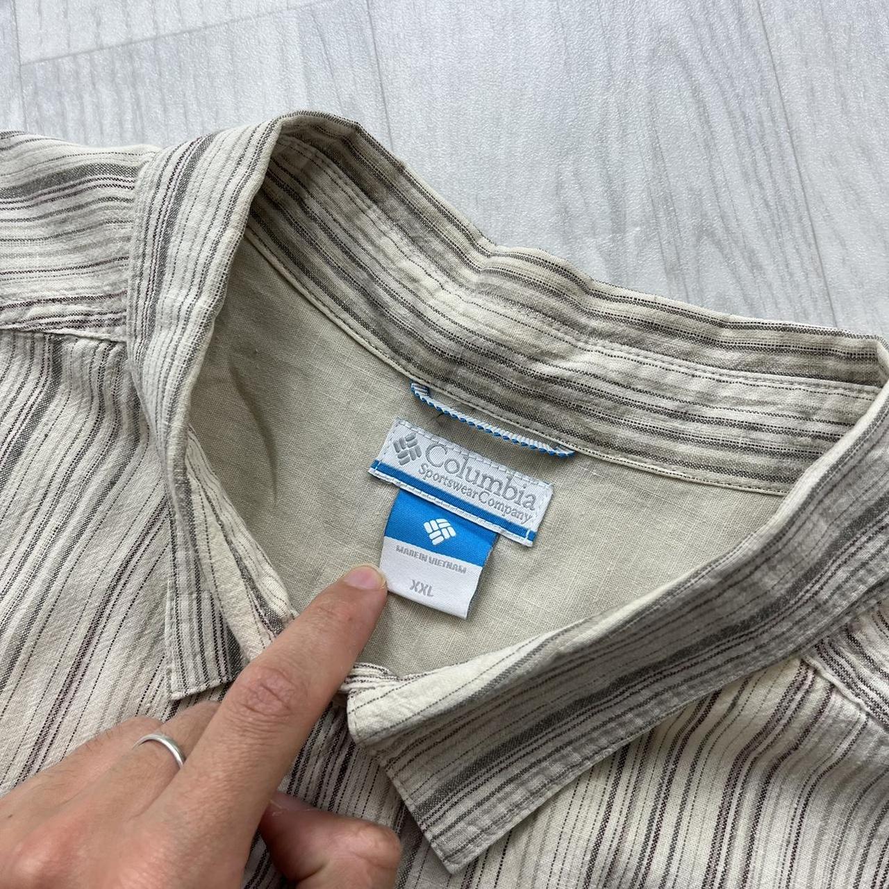 VINTAGE Y2K COLUMBIA STRIPED BUTTON UP SHORT SLEEVE SHIRT CREAM
