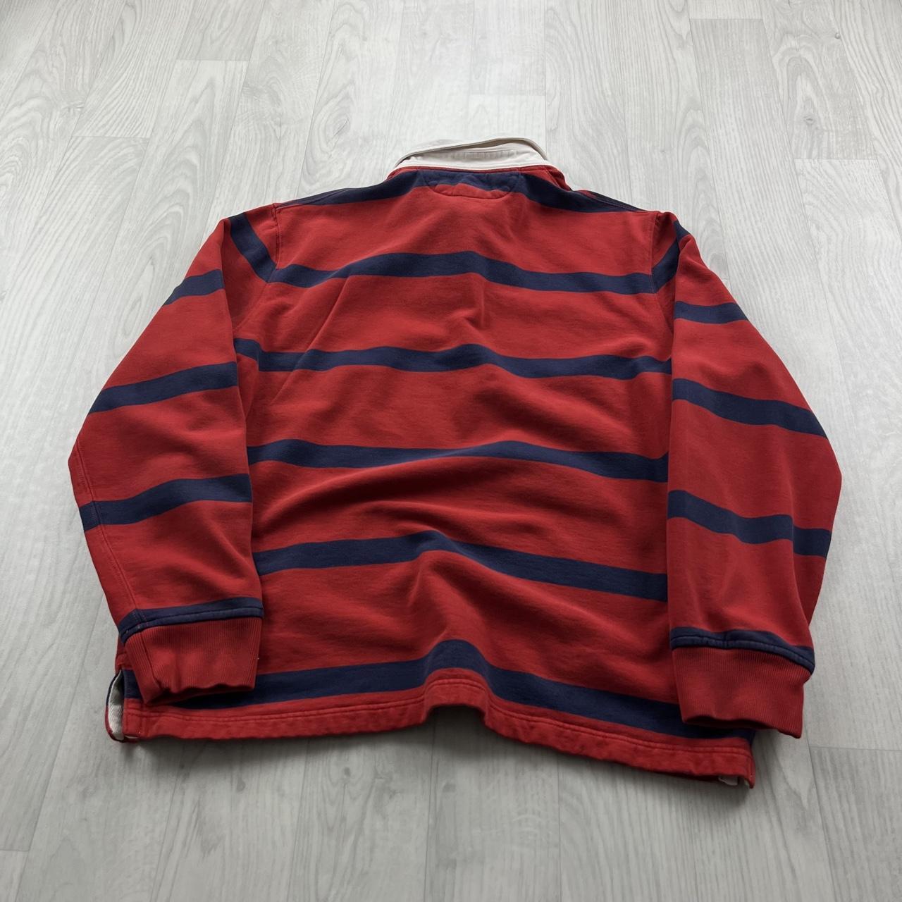 VINTAGE Y2K RALPH LAUREN STRIPED LONG SLEEVE RUGBY POLO SHIRT RED