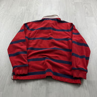 VINTAGE Y2K RALPH LAUREN STRIPED LONG SLEEVE RUGBY POLO SHIRT RED