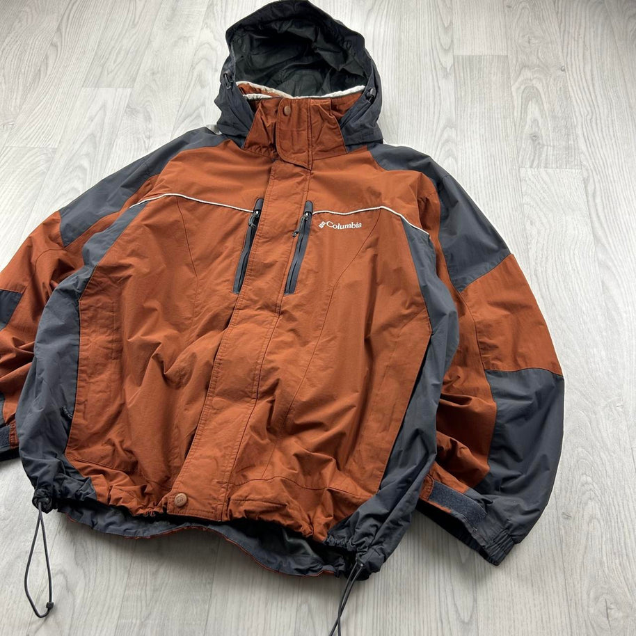 VINTAGE Y2K COLUMBIA TECHNICAL UTILITY JACKET ORANGE / GREY