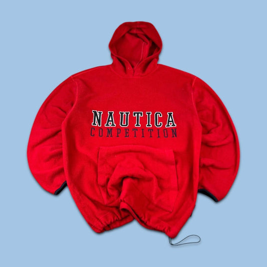 VINTAGE Y2K NAUTICA SPELL OUT FLEECE HOODIE RED