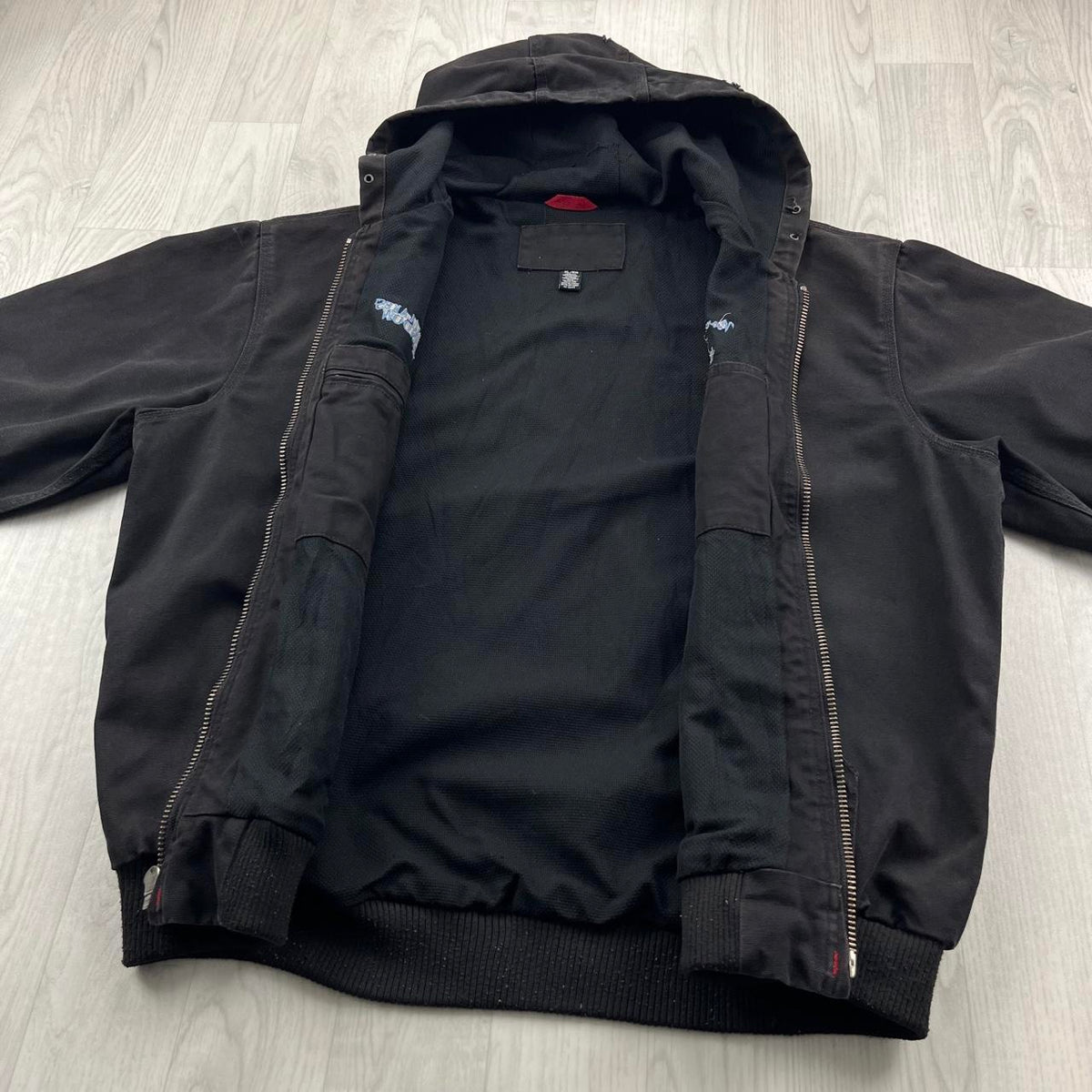 VINTAGE Y2K JEEP WORKWEAR HOODED BOMBER JACKET BLACK