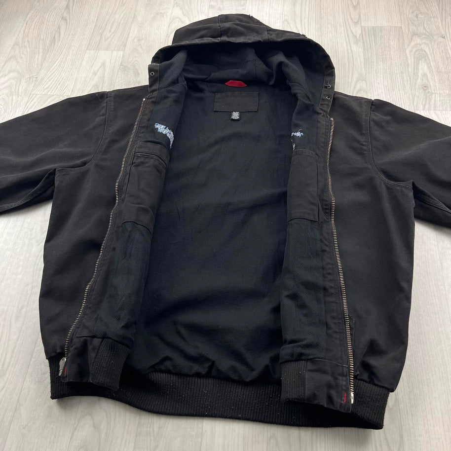 VINTAGE Y2K JEEP WORKWEAR HOODED BOMBER JACKET BLACK