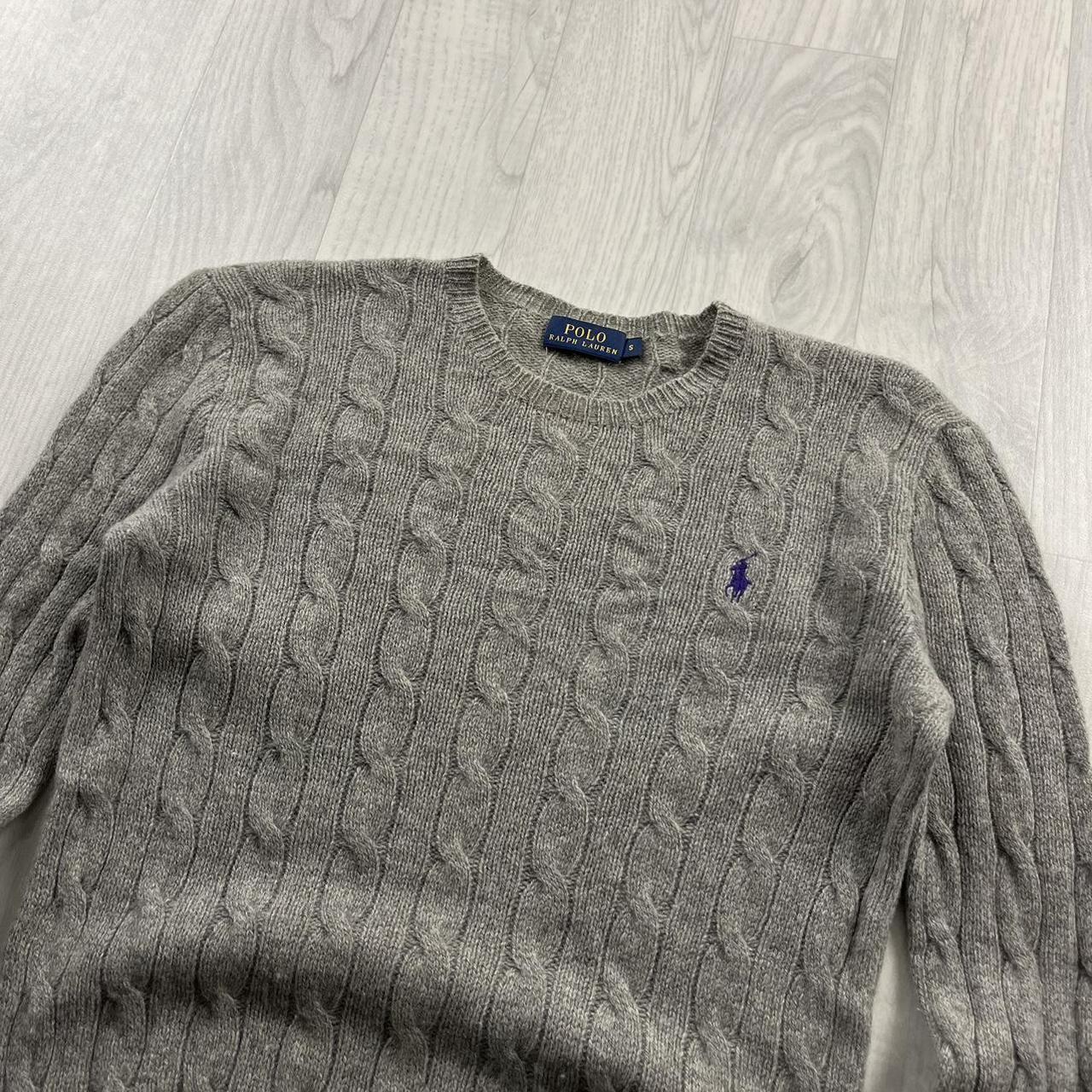 VINTAGE Y2K POLO RALPH LAUREN CHUNKY CABLE KNITTED JUMPER GREY