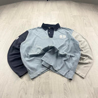 VINTAGE Y2K LEE STRIPED LONG SLEEVE RUGBY POLO SHIRT BLUE WHITE