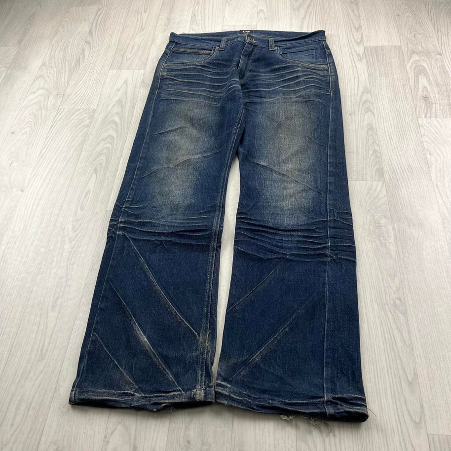 VINTAGE Y2K LEE BOOTCUT BAGGY JEANS NAVY