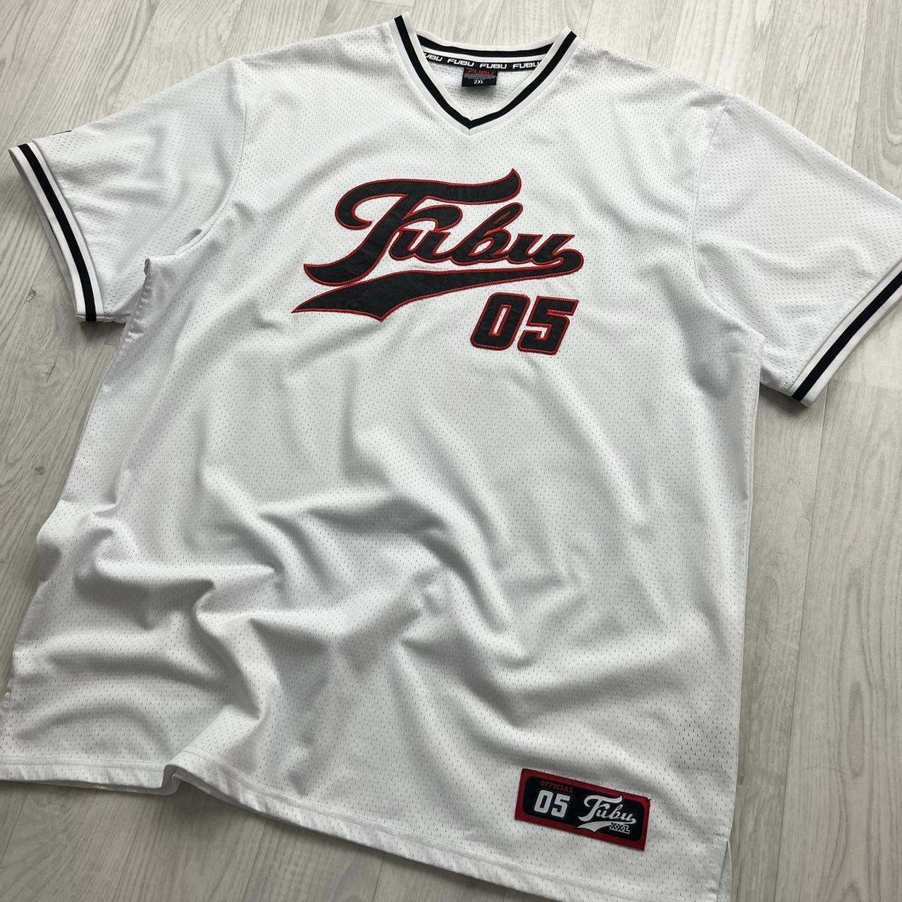 VINTAGE Y2K FUBU JERSEY T SHIRT WHITE