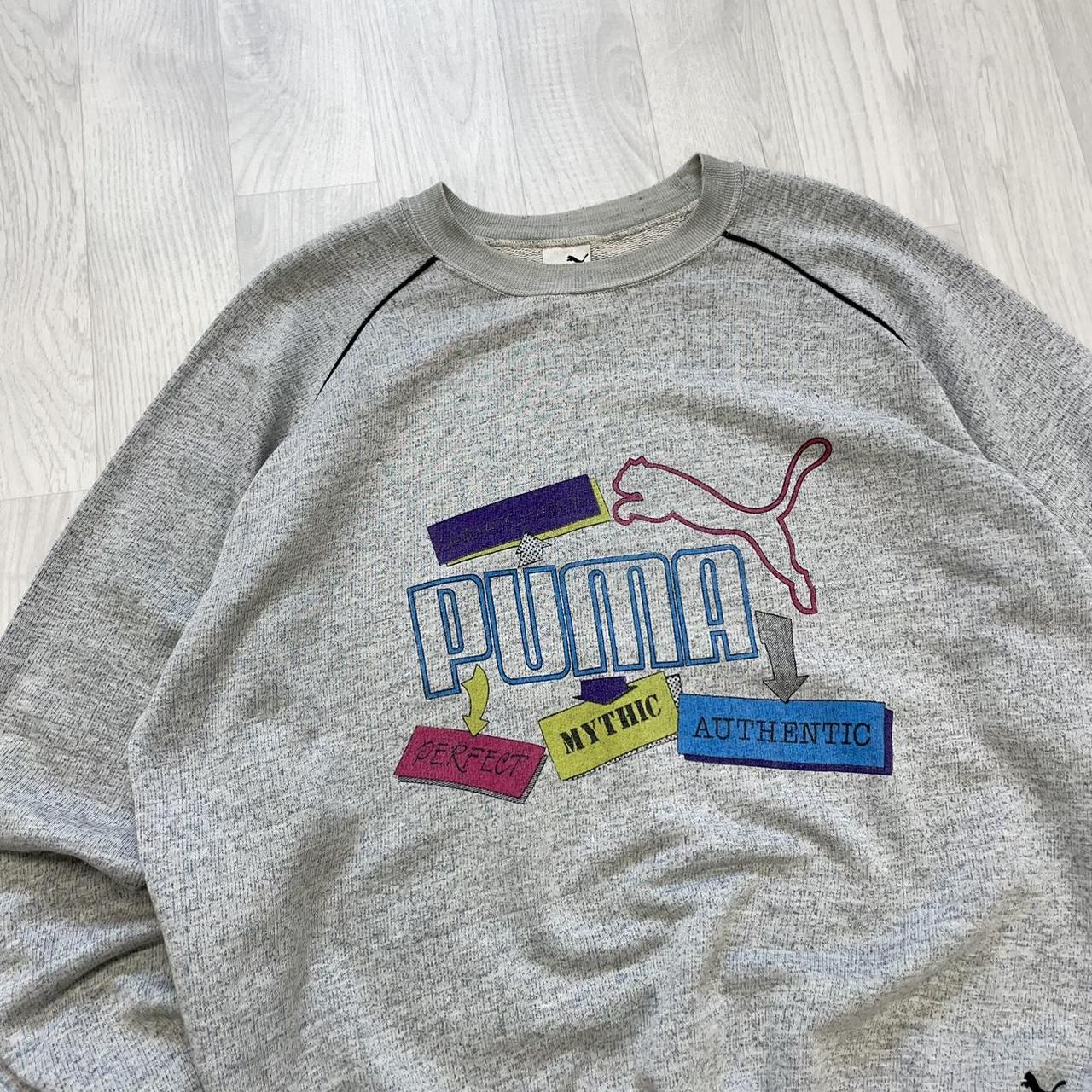 VINTAGE 90s PUMA GRAPHIC SWEATSHIRT GREY