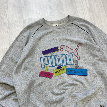 VINTAGE 90s PUMA GRAPHIC SWEATSHIRT GREY