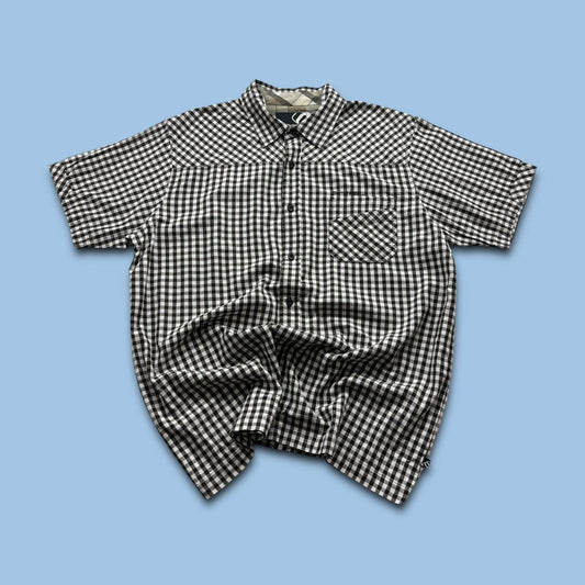 VINTAGE Y2K ANIMAL CHECKERED SHORT SLEEVE SHIRT BROWN