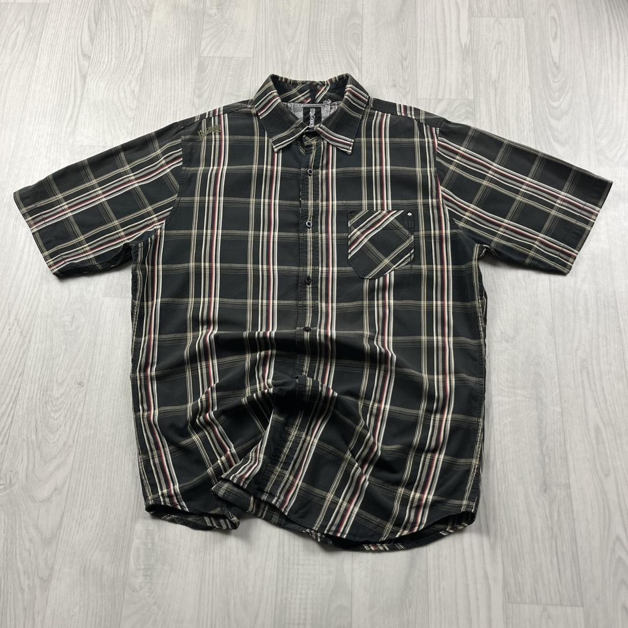 VINTAGE Y2K BILLABONG CHECKERED SHORT SLEEVE SHIRT BLACK