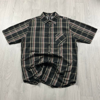 VINTAGE Y2K BILLABONG CHECKERED SHORT SLEEVE SHIRT BLACK