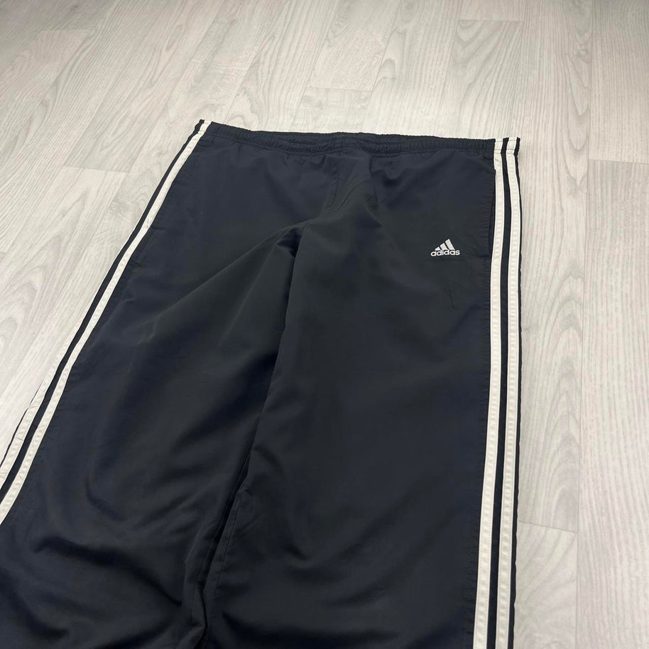 VINTAGE Y2K ADIDAS SIDE STRIPE BAGGY TRACKSUIT BOTTOMS BLACK