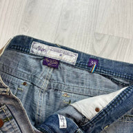 VINTAGE Y2K AKOO BAGGY EMBROIDERED JEANS BLUE