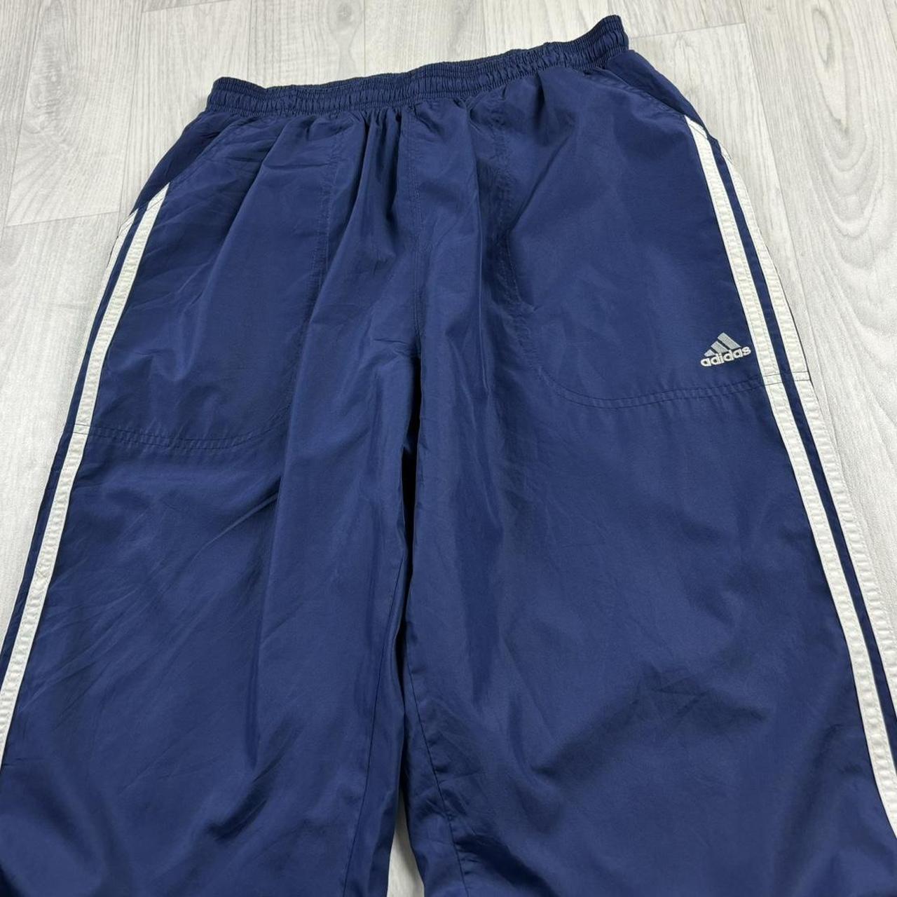 VINTAGE Y2K ADIDAS BAGGY TRACKSUIT BOTTOMS NAVY BLUE