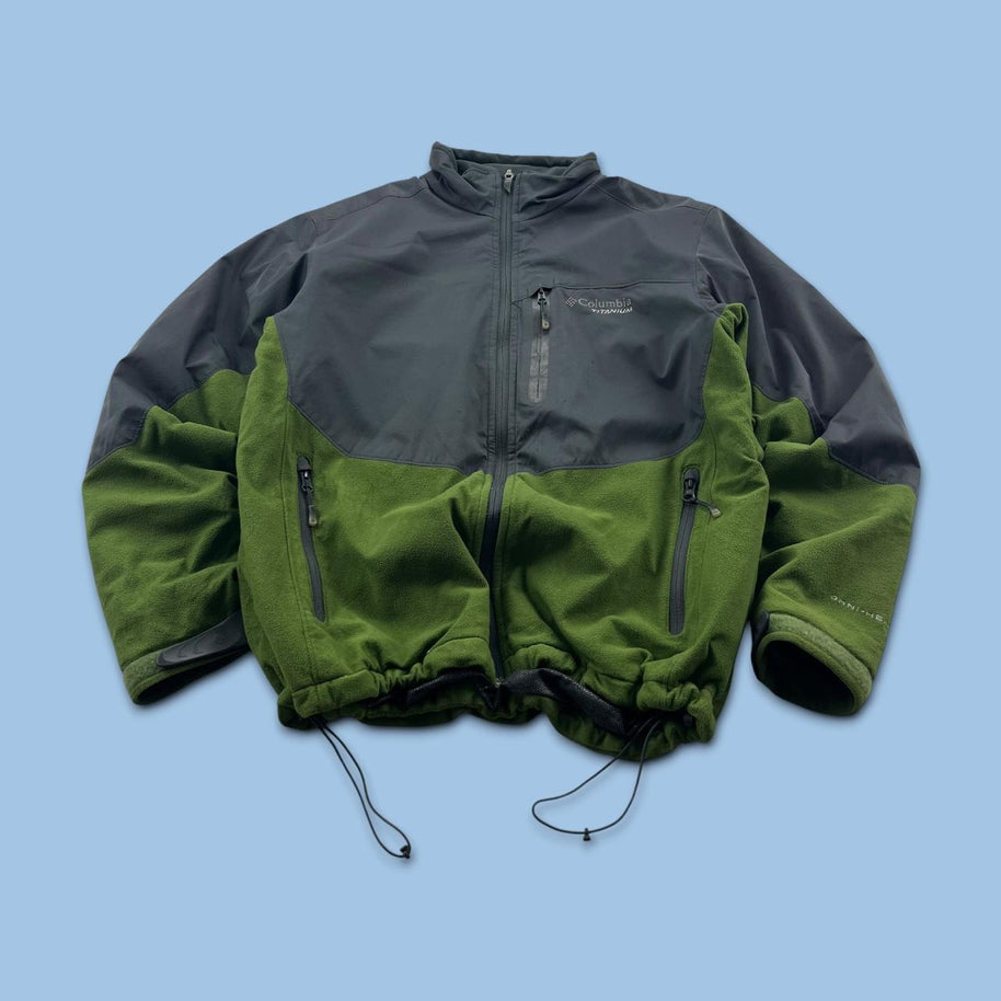 VINTAGE Y2K COLUMBIA TECHNICAL FLEECE JACKET GREY GREEN