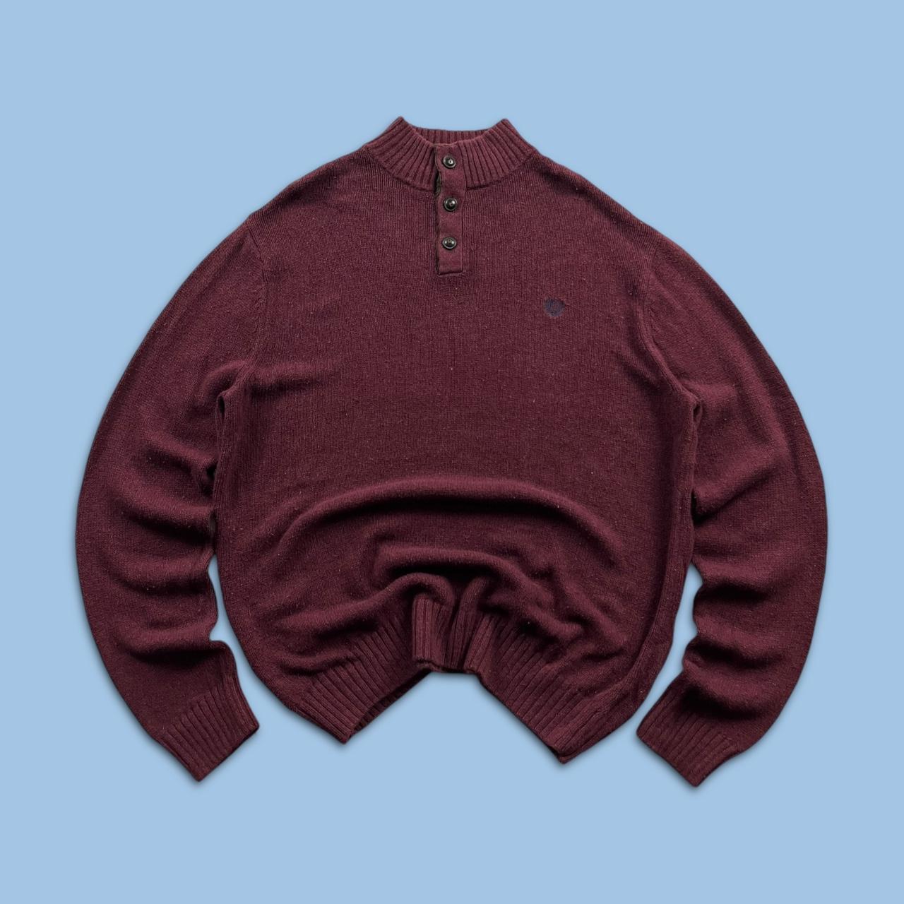 VINTAGE Y2K CHAPS CHUNKY KNITTED JUMPER BURGUNDY