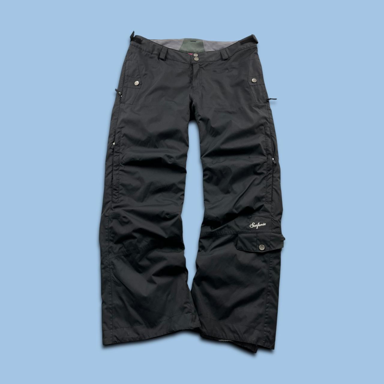 VINTAGE Y2K SURFANIC LOW RISE BAGGY SKI PANTS SALOPETTES BLACK