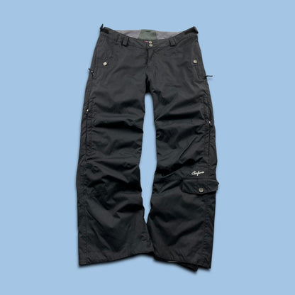 VINTAGE Y2K SURFANIC LOW RISE BAGGY SKI PANTS SALOPETTES BLACK