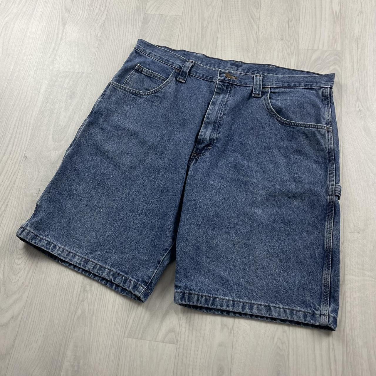 VINTAGE WRANGLER BAGGY CARPENTER JORTS BLUE (38w)