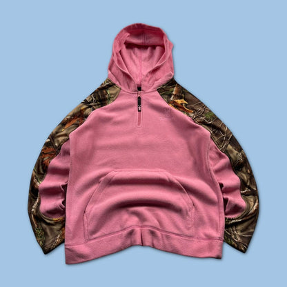 VINTAGE REALTREE QUARTER ZIP FLEECE HOODIE CAMO PINK
