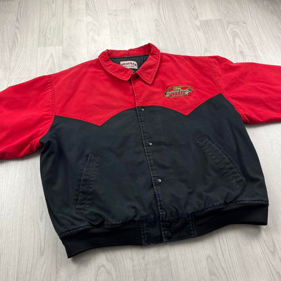 VINTAGE 90s WRANGLER WORKWEAR BOMBER JACKET BLACK / RED