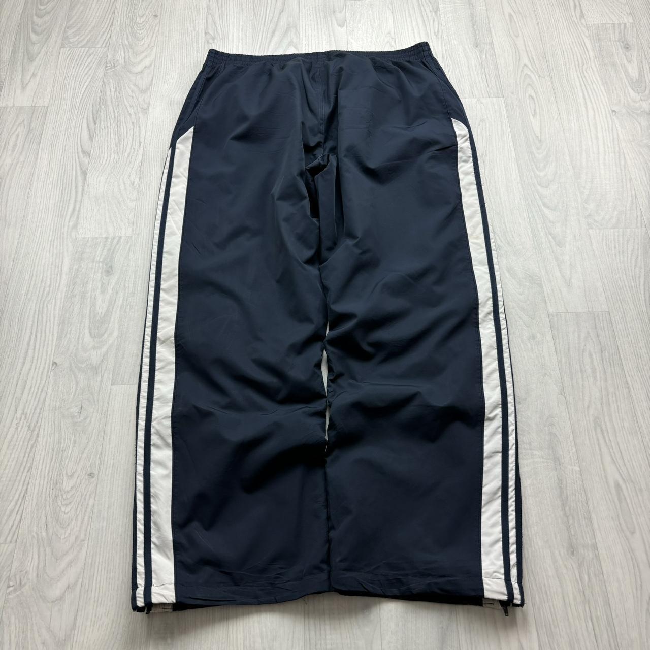 VINTAGE Y2K ADIDAS WIDE LEG TRACKSUIT BOTTOMS NAVY