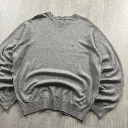 VINTAGE Y2K TOMMY HILFIGER KNITTED JUMPER GREY